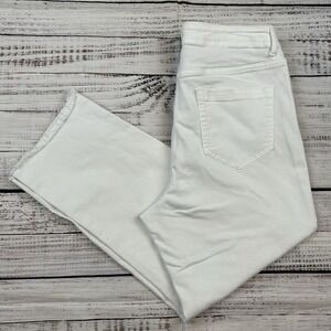 J. Jill Crop Pants Sz 12 White Stretch Straight Leg High Rise VTG Canvas Denim